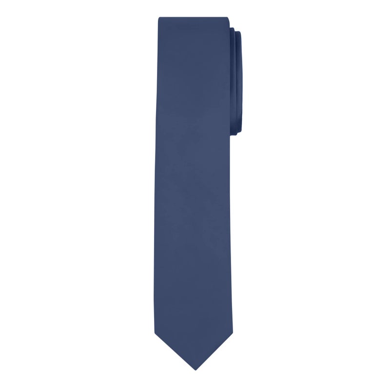 Jacob Alexander Men's Skinny Width 2" Solid Color Tie - Steel Blue - Image 1
